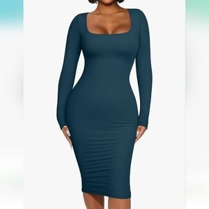 Party Teal Long Sleeve Dress